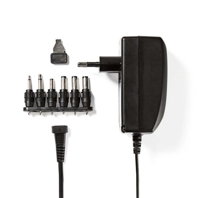 Nedis Universal AC Power Adapter | 27 W | 3 - 12 V DC | 1.80 m | 2.25 A | 6 plug(s) | Black