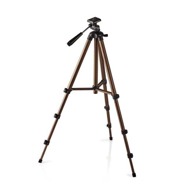Nedis Tripod | Maximum load capacity: 2.0 kg | Minimum working height: 40.5 cm | Maximum working height: 128.0 cm | 4 Segments | Pan | Travel bag included | ABS / Aluminium | Black / Bronze