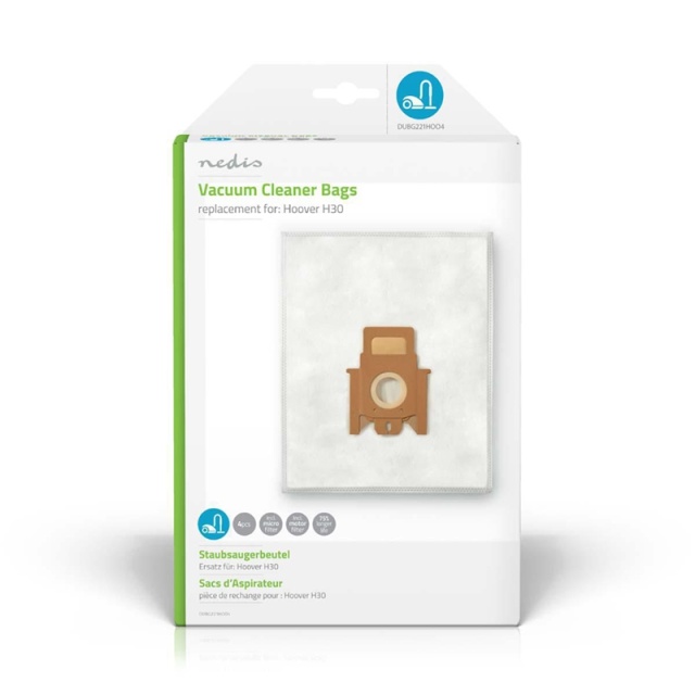 Nedis Vacuum Cleaner Bag | 4 pcs | Synthetic | Most sold for: Hoover H30 | White