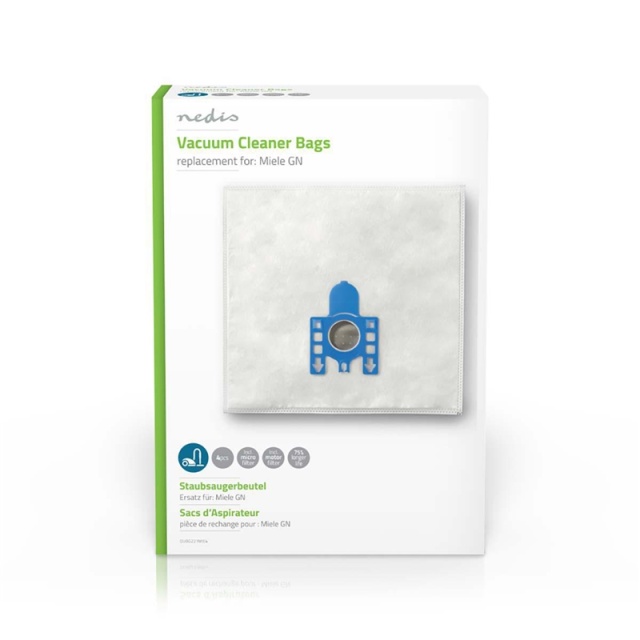 Nedis Vacuum Cleaner Bag | 4 pcs | Synthetic | Most sold for: Miele | White