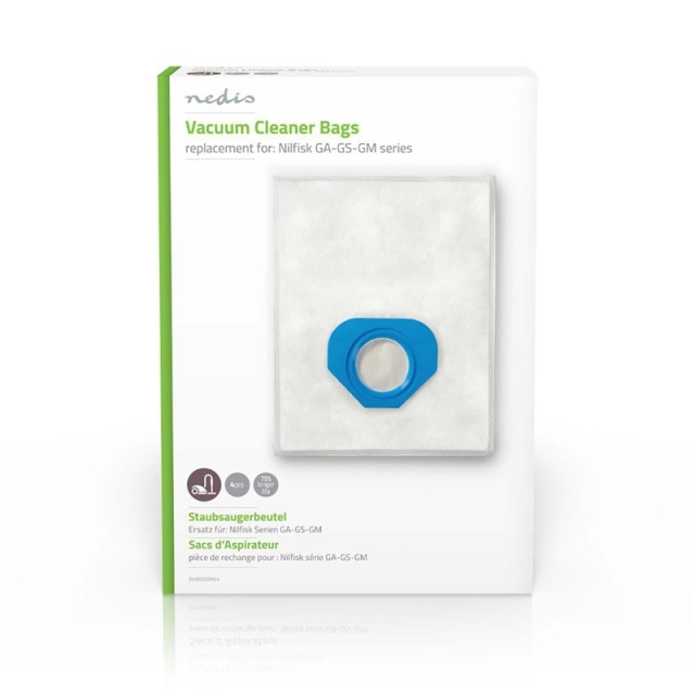 Nedis Vacuum Cleaner Bag | 4 pcs | Synthetic | Most sold for: Nilfisk | White