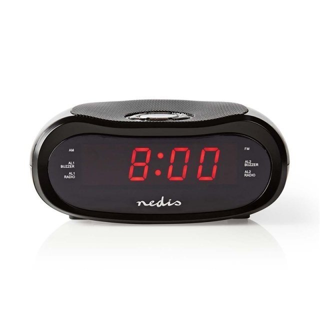 Nedis Digital Alarm Clock Radio | LED | AM / FM | Snooze function | Sleep timer | Number of alarms: 2 | Black