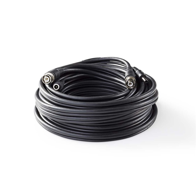 Nedis CCTV Security Cable | BNC / DC | 10.0 m | Round | PVC | Black | Gift Box