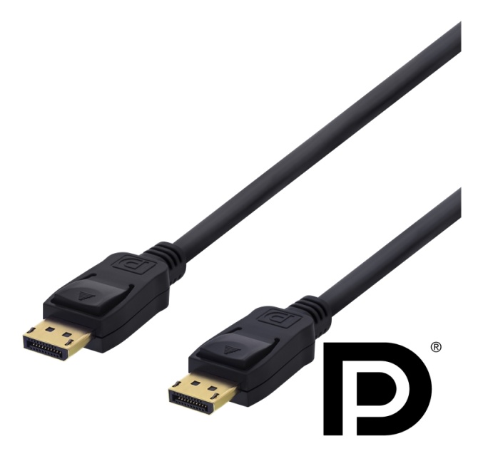DELTACO DisplayPort cable, 2m, 4K UHD, DP 1.2, black