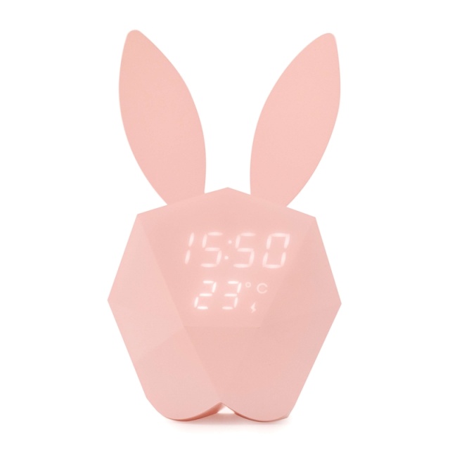 Mobility On Board Alarm Clock Rabbit with Night Lamp, Light Pink