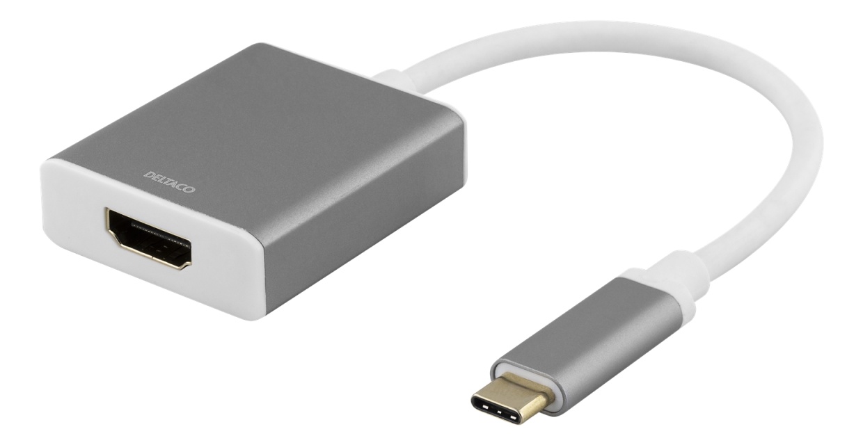 DELTACO USB-C - HDMI, 4096x2160 60Hz, 0.2m, space gray