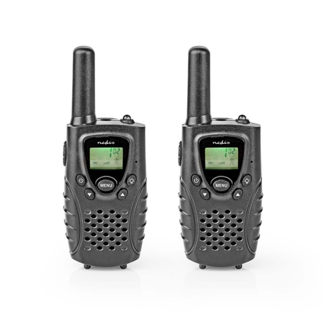 Nedis Walkie-Talkie Set | 2 Handsets | 8000 m | Number of frequency channels: 8 | PTT / VOX | 150 min | Headphone output | Black