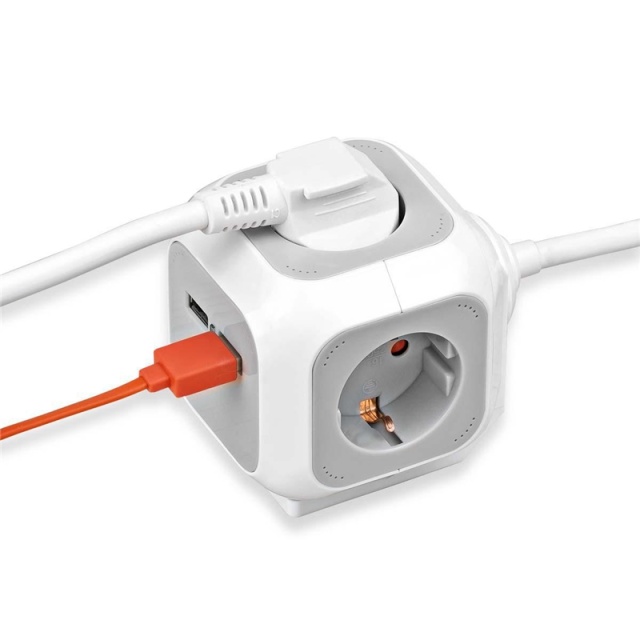 ALEA-Power Plug socket with USB / Plug block (Socket sockets 4-way, 2x USB charger and 1.4m cable)