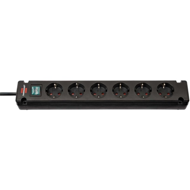 Bremounta Extension Socket 6-way Black 3.00 m H05VV-F 3G1.5