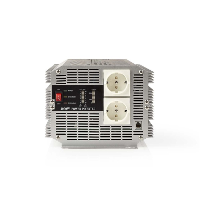 Nedis Power Inverter Modified Sine Wave | Input voltage: 12 V DC | Device power output connection(s): Type F (CEE 7/3) | 230 V AC 50 Hz | 4000 W | Peak power output: 8000 W | Screw Terminal | Silver