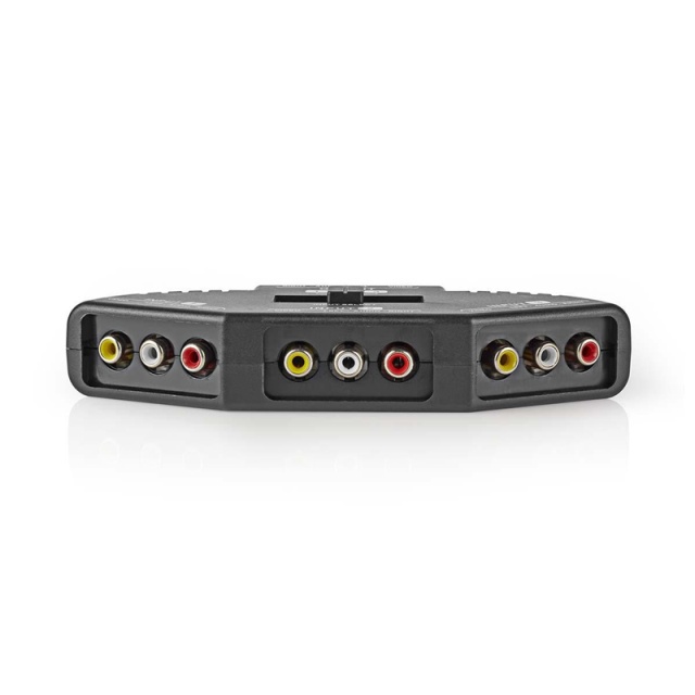 Nedis Composite Video Switch | 3 port(s) | Audio / video / data connections input: 3x Composite Video (RWY) | Audio / video / data connections output: 1x Composite Video (RWY) | 1024x576 | ABS | Black