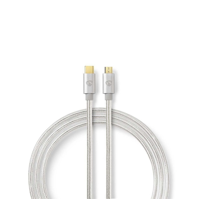 Nedis USB Cable | USB 2.0 | USB-C™ Male | USB Micro-B Male | 10 W | 480 Mbps | Gold Plated | 3.00 m | Round | Braided / Nylon | Aluminium | Cover Window Box