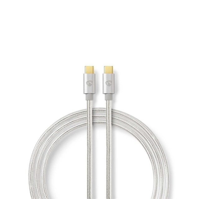 Nedis USB Cable | USB 3.2 Gen 2 | USB-C™ Male | USB-C™ Male | 100 W | 4K@60Hz | 10 Gbps | Gold Plated | 1.00 m | Round | Braided / Nylon | Aluminium | Cover Window Box