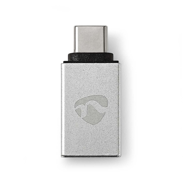 Nedis USB Adapter | USB 3.2 Gen 1 | USB-C™ Male | USB-A Female | 5 Gbps | Nickel Plated | Silver | Cover Window Box