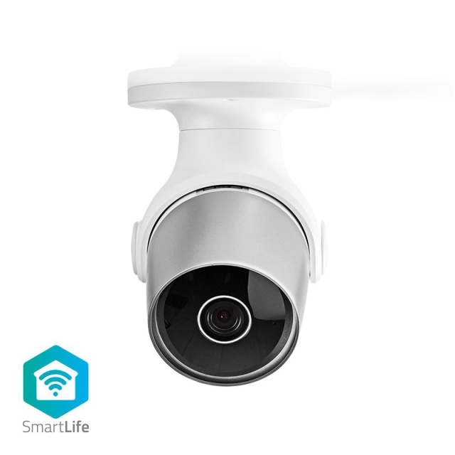 Nedis SmartLife Outdoor Camera | Full HD 1080p | IP65 | Cloud Storage (optional) / microSD (not included) | 12 V DC | With motion sensor | Night vision | Silver / White