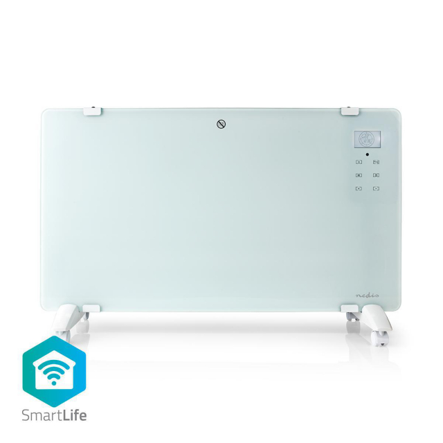 Nedis SmartLife Convection Heater | Suitable for bathroom | Glass Panel | 2000 W | 2 Heat Settings | LED | 15 - 35 °C | Adjustable thermostat | White