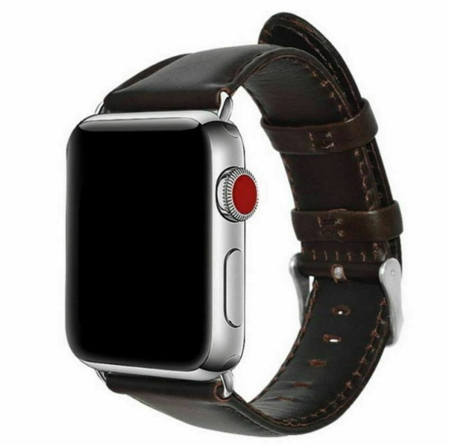 Watch strap in faux leather for Apple Watch, 42/44/45mm, Dark Brown.