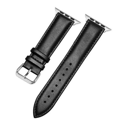 Watch strap in leather imitation for Apple Watch, 42/44/45mm, Black.