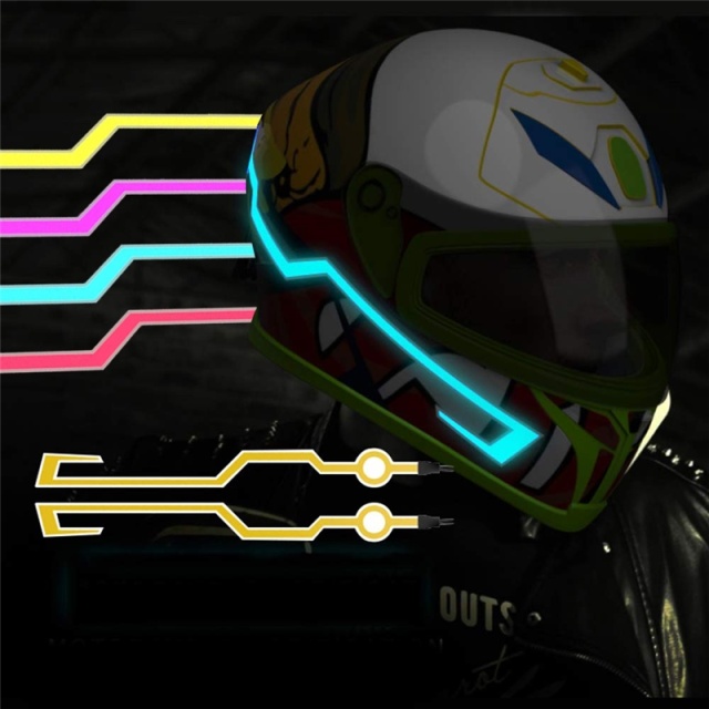 Light stripes for motorcycle helmet, Green