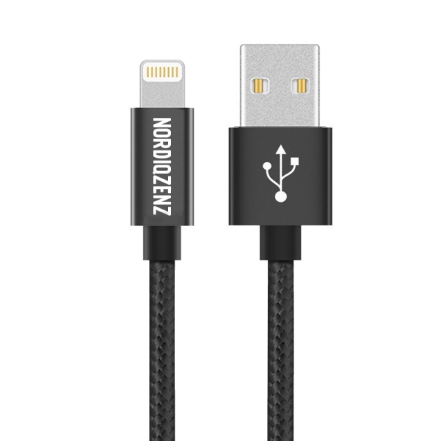 NORDIQZENZ Lightning Textile Cable, 50cm, Black
