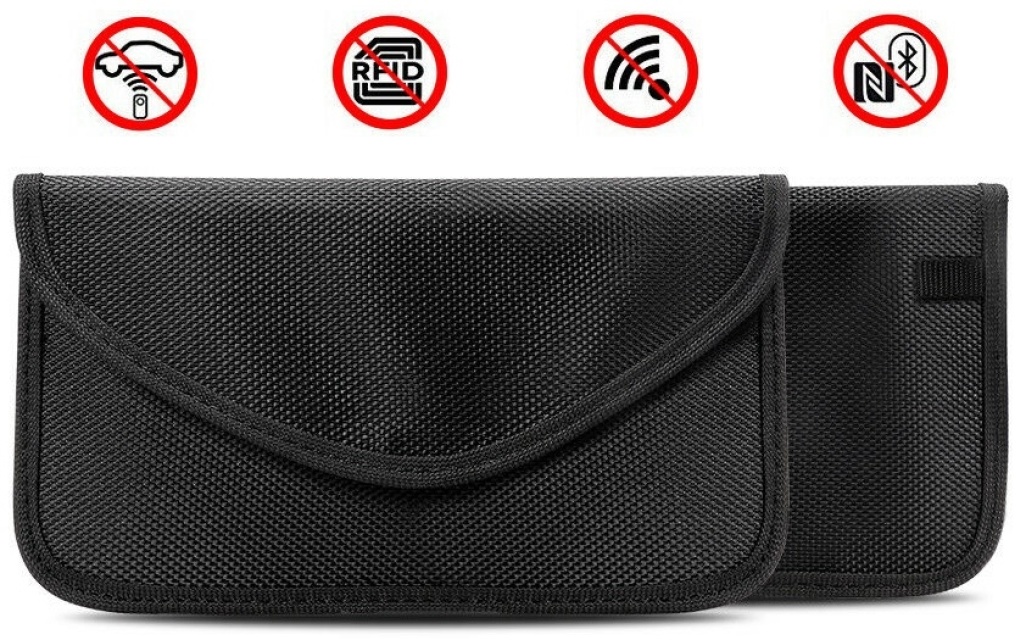 Black bag with RFID protection for cards, phone, car keys, etc.