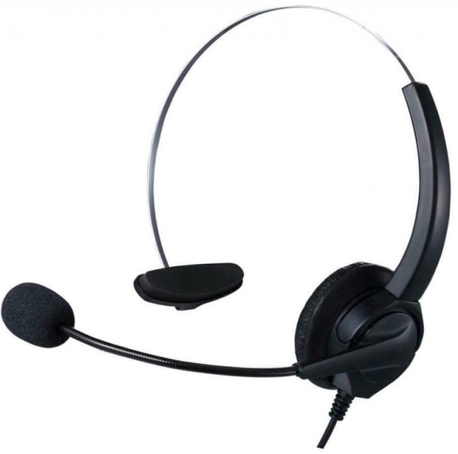 Call center headset with remote control, USB, Black