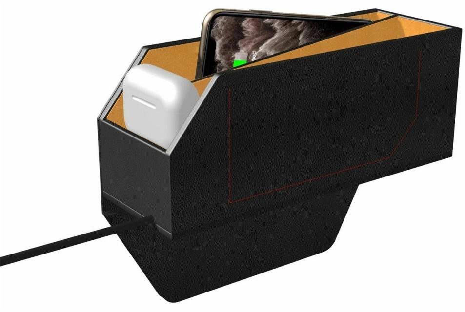 Car storage box with wireless charging