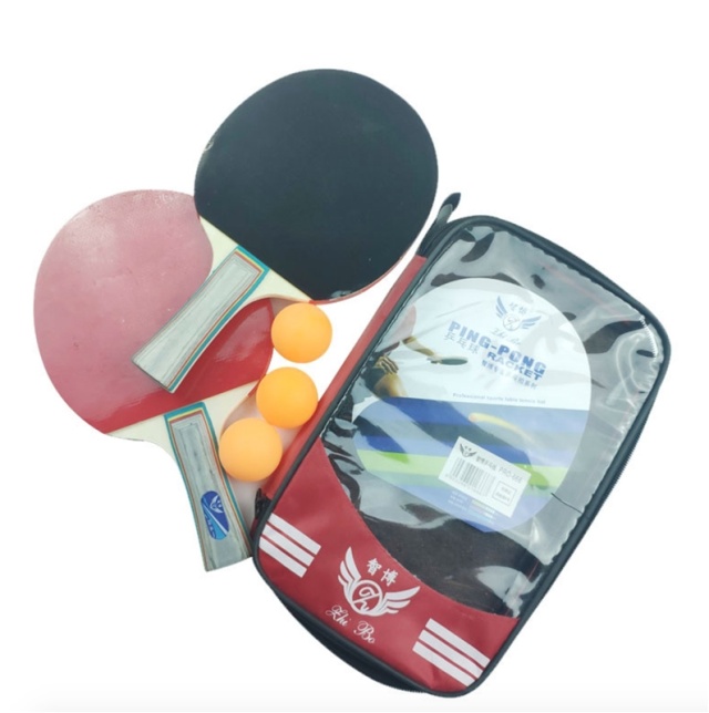 Portable table tennis set - 2 rackets, 3 balls