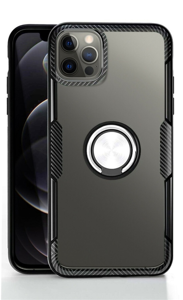 Case with ring holder for iPhone 12 mini, Transparent/Black