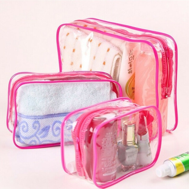 3in1 transparent toiletry bags, Pink