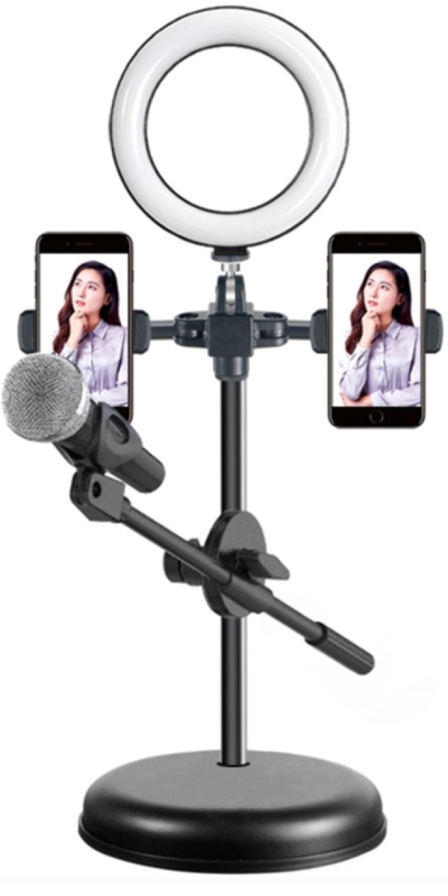 LED Light 16 cm with stand + mobile and microphone holder