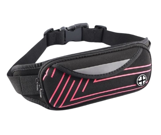Sporty waist bag with stripes, Pink