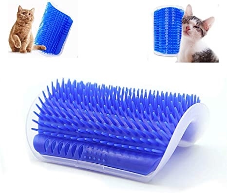 Corner brush for cats, Blue