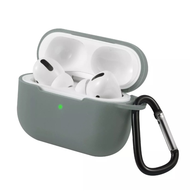 Silicone shell with hook for Airpods Pro, Grey