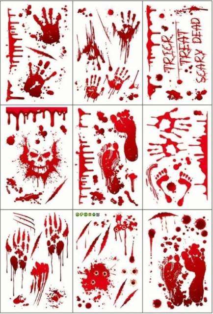 Bloody wall decorations with Halloween motifs, 30x20
