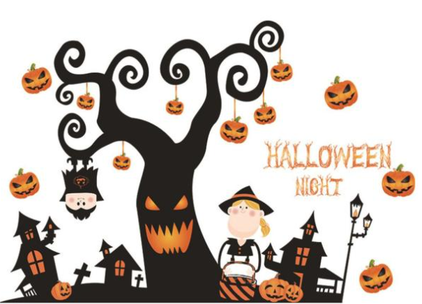 Wall decoration with Halloween motif, Scary tree 60x90cm
