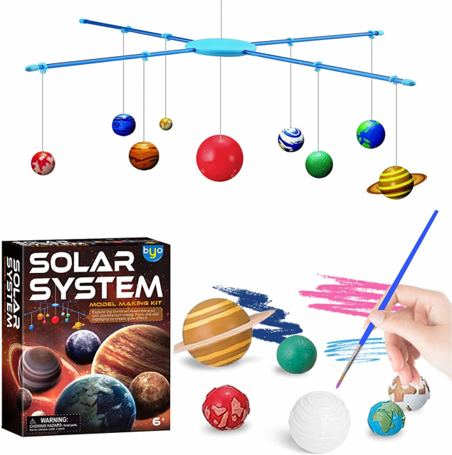 Hanging model of the solar system + luminous paint