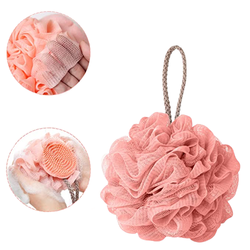 Shower and Bath Sponge with Exfoliating Brush 2-pack, Pink
