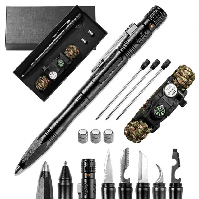 Multifunctional and Tactical Pen with Camping Accessories