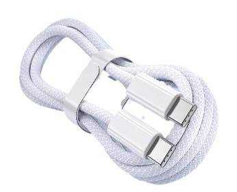 Braided USB-C cable - 2 m - White - iPhone 15 compatible - Nylon - PD60W