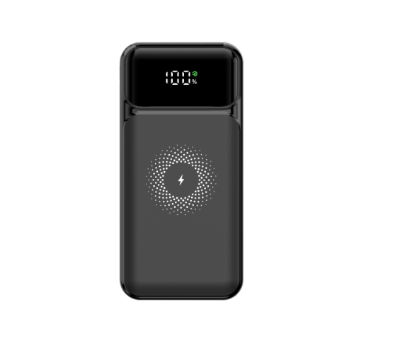Powerbank 20000mAh 22.5W PD + 15W Wireless Fast Charging w. digital display, Black