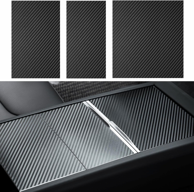 Center console stickers for Tesla Model 3 Highland, Carbon fiber
