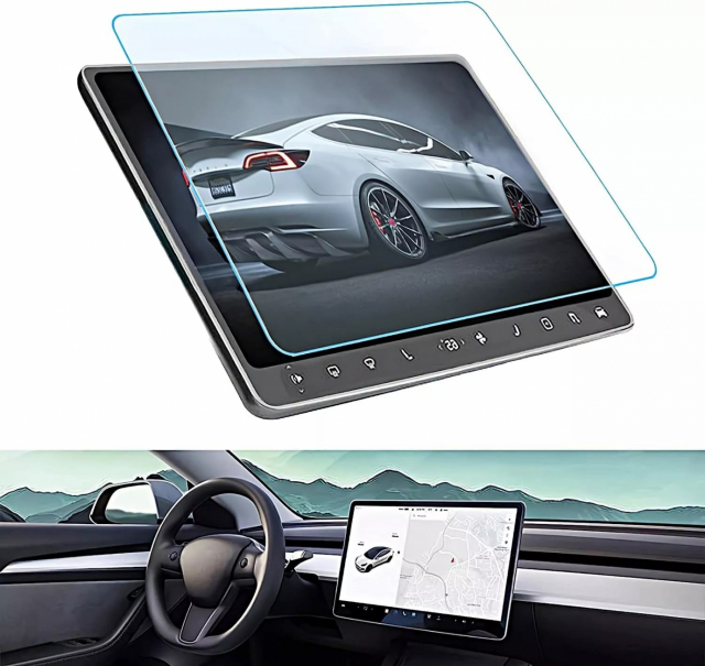 Tesla Model Y display cover in tempered glass