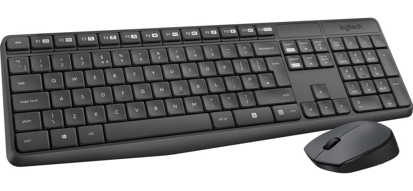 Logitech trådlöst tangentbord och mus MK235