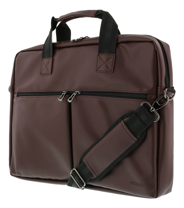 DELTACO notebook bag, for 15.6" laptops, 6 pockets, brown