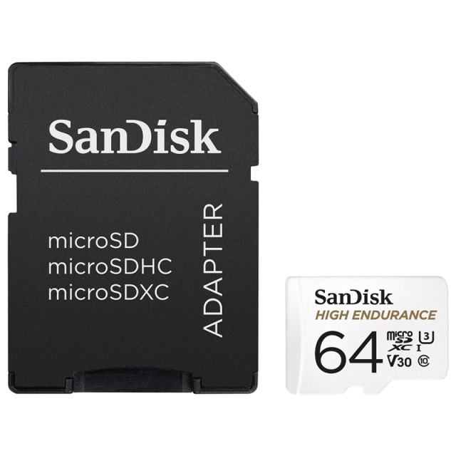 Sandisk Minneskort MicroSDXC 64GB För Bilkamera/Videmonitor med adapter