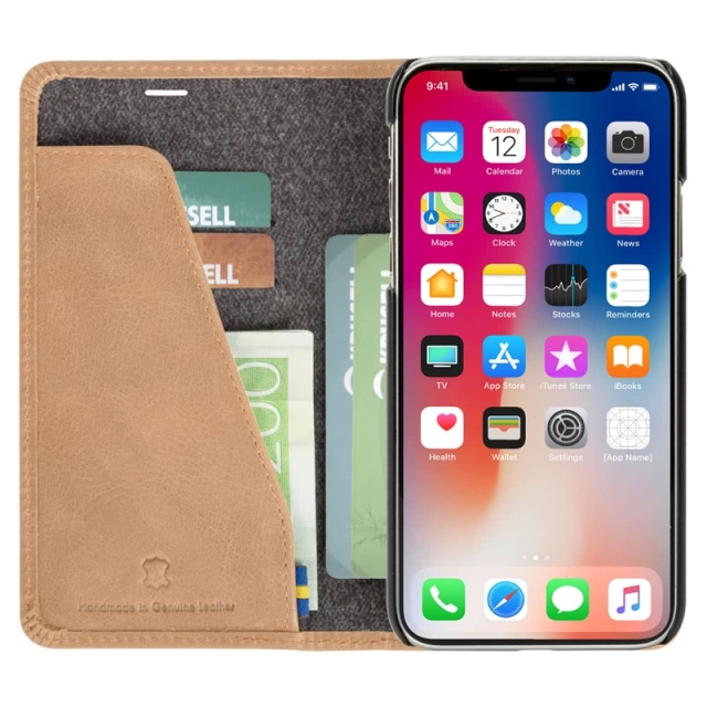Krusell Sunne Wallet Case for iPhone Xr, Vintage Beige