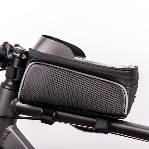Waterproof bike frame bag & phone holder with screen, Black