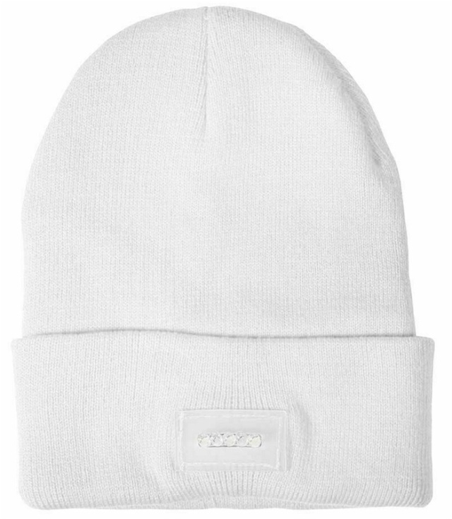 LED Cap with five built-in lights, White