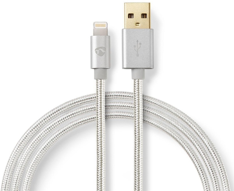 Nedis Lightning Cable | USB 2.0 | Apple Lightning 8-Pin | USB-A Male | 480 Mbps | Gold Plated | 3.00 m | Round | Braided / Nylon | Aluminium | Cover Window Box